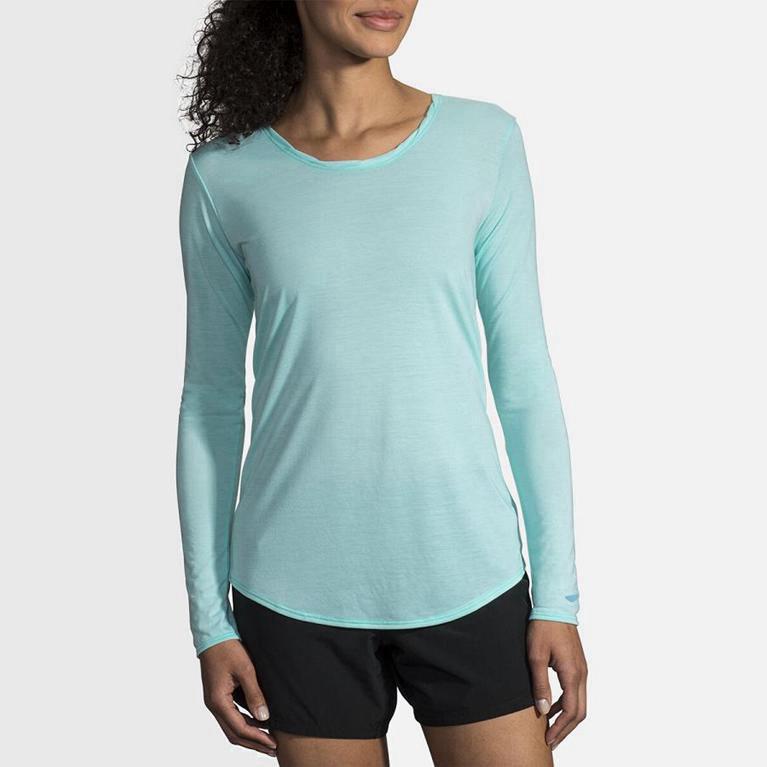 Brooks Distance - Camisetas Manga Larga Mujer - Azules (XV3401876)